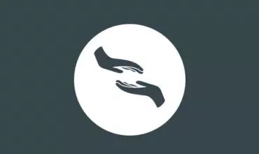 Icon of two hands reaching towards each other in a circle.